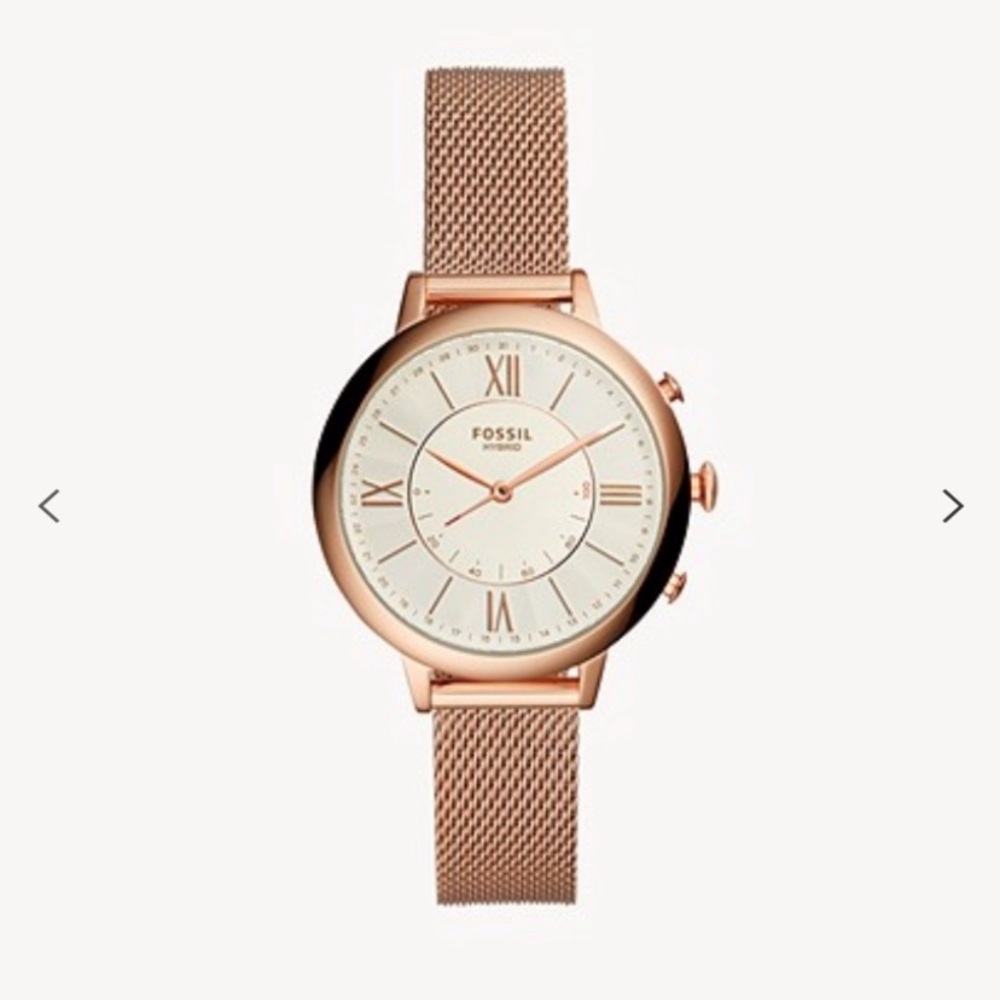 NWT Fossil Hybrid Smartwatch Jacqueline Rose Gold-Tone Stainless Steel